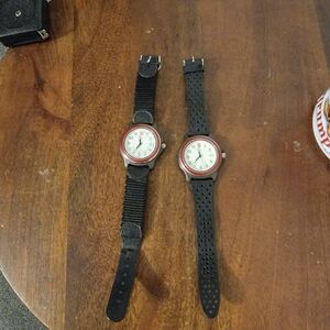 Men's Black and Red Watch Duo